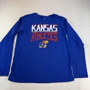 Kansas Jayhawks Shirt Youth Large Blue Long Sleeve NCAA Basketball KU I5